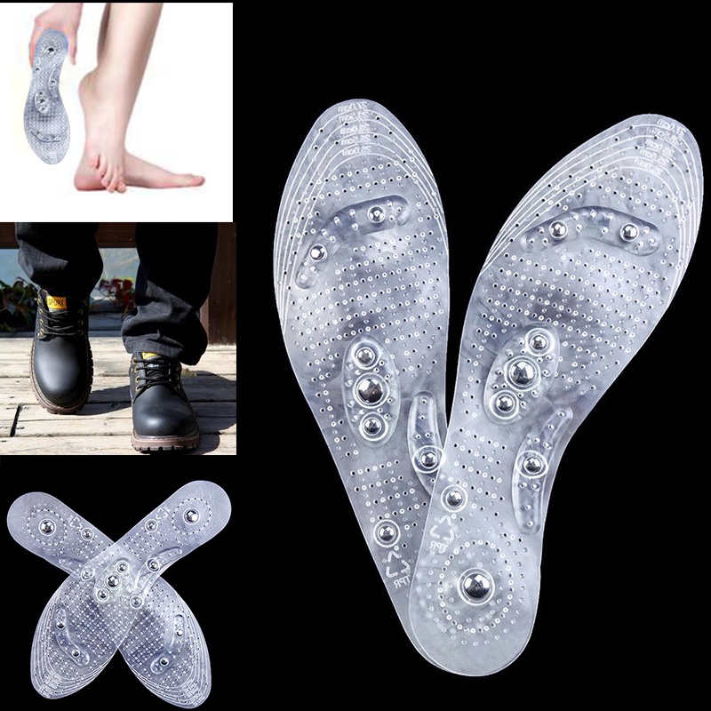 透明磁療鞋墊 8顆磁石按摩鞋墊 1對穴位按摩鞋鞋墊凝膠墊足保健