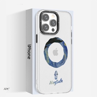 奔斯特 時尚小眾磁吸手機殼magsafe充電動畫適用於iphone 12 Pro Max 13梵高14plus膚感11p