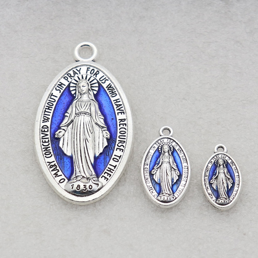 5 件裝 S/M/L 神奇勳章聖母聖母瑪利亞吊墜飾物,用於 DIY 念珠項鍊手鍊零件首飾製作配件