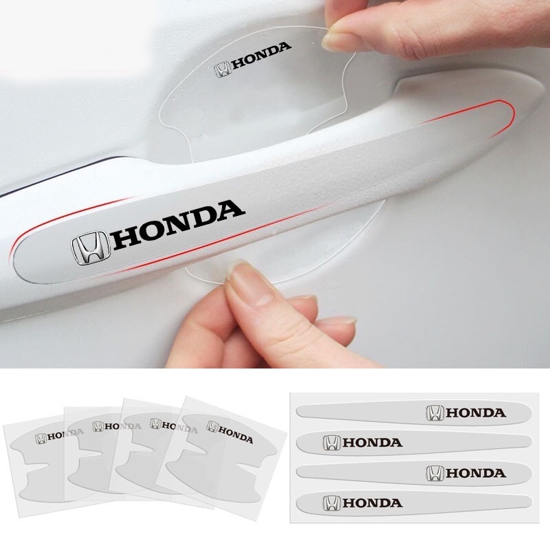 HONDA 適用於本田 8 件/套汽車門碗把手貼紙透明防刮保護膜適用於 Brio City Civic CRV HRV