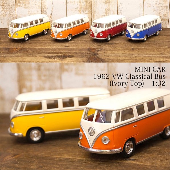 現貨 日本 福斯 1/32 汽車模型 玩具車 迴力車 巴士 合金車 模型 1962 VW 麵包車 仿真 車子 富士通販