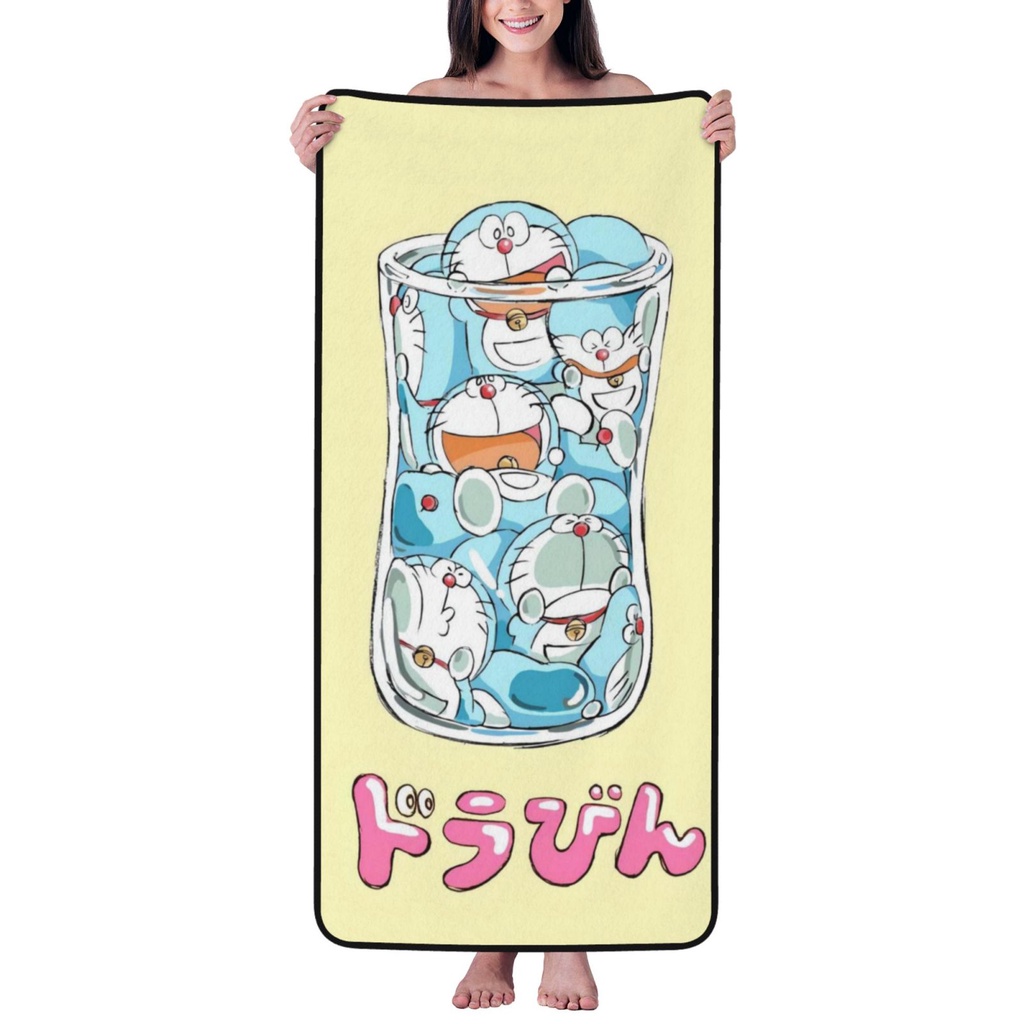 哆啦夢 哆啦a夢珊瑚絨浴巾 27x55 英寸(140x69 厘米)長袍浴巾吸水速乾