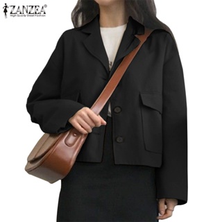 Zanzea 女式韓版時尚西裝領口袋長袖西裝外套