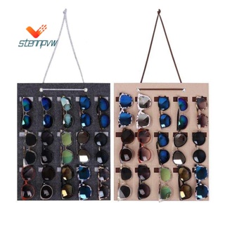 眼鏡收納盒太陽鏡收納盒收納掛袋太陽鏡眼鏡展示壁掛式收納盒 15 槽眼鏡架
