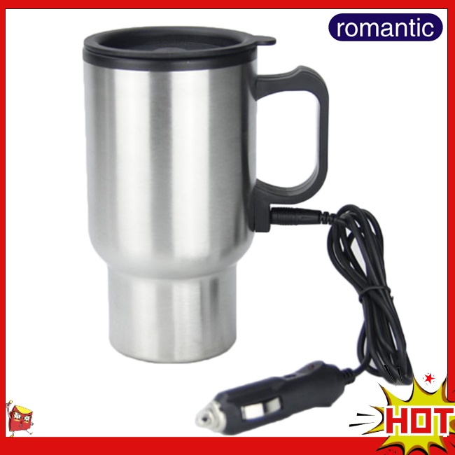 Rom 12V 450mL 電動汽車加熱咖啡牛奶杯熱水瓶帶溫度控制器,適用於大多數汽車杯架