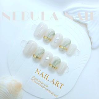 【Nebula Nail】 品牌沙龍高定穿戴甲 | 高階訂製甲片 純手工穿戴甲暈染魔鏡粉氣質百搭溫柔甜美貝殼超短梯
