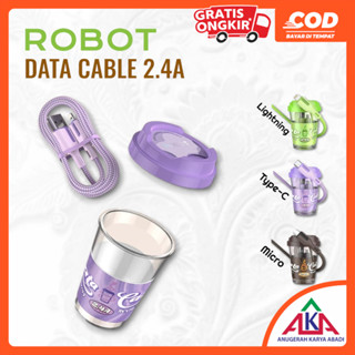 ROBOT USB 轉 Micro Type-C Lightning Iphone 充電器數據線 2.4A 100cm