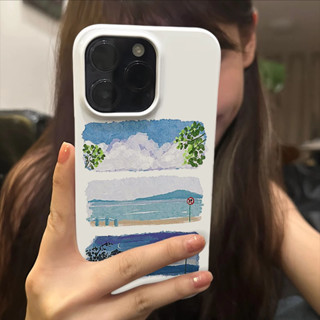 夏天海邊風景保護殼適用於 iPhone 12ProMax 14 15 半包 16ProMax XS 矽膠 手機殼 13P