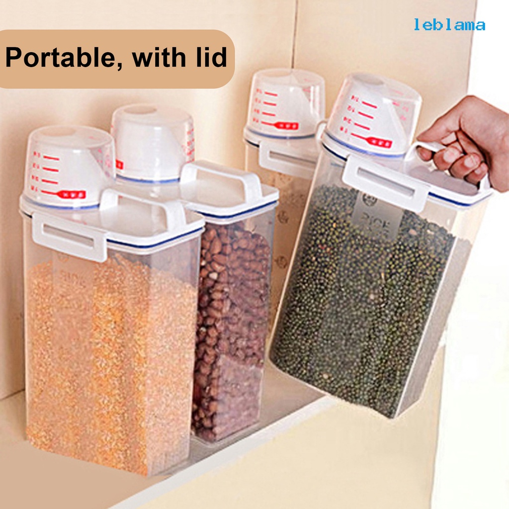 [LBA]日式塑膠手提帶量杯密封米桶 防潮防蟲儲米箱 廚房五穀雜糧儲物罐
