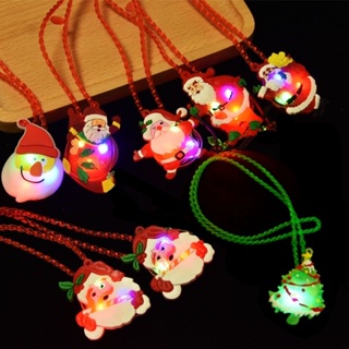 聖誕節 LED 發光項鍊兒童成人聖誕派對禮物 LED 發光項鍊閃爍軟橡膠裝飾品