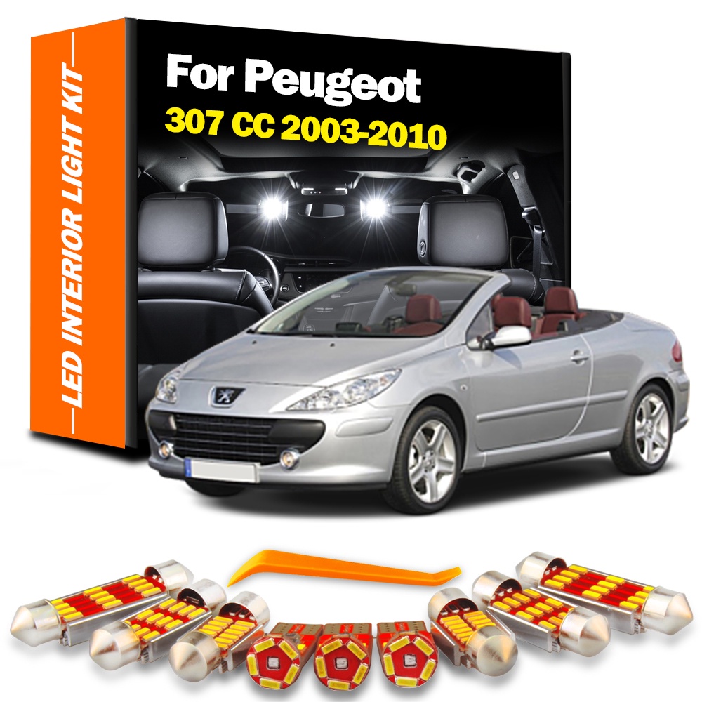 PEUGEOT 12 件 LED 內部閱讀圓頂行李箱燈套件,適用於標致 307 CC 2003 2004 2005 20