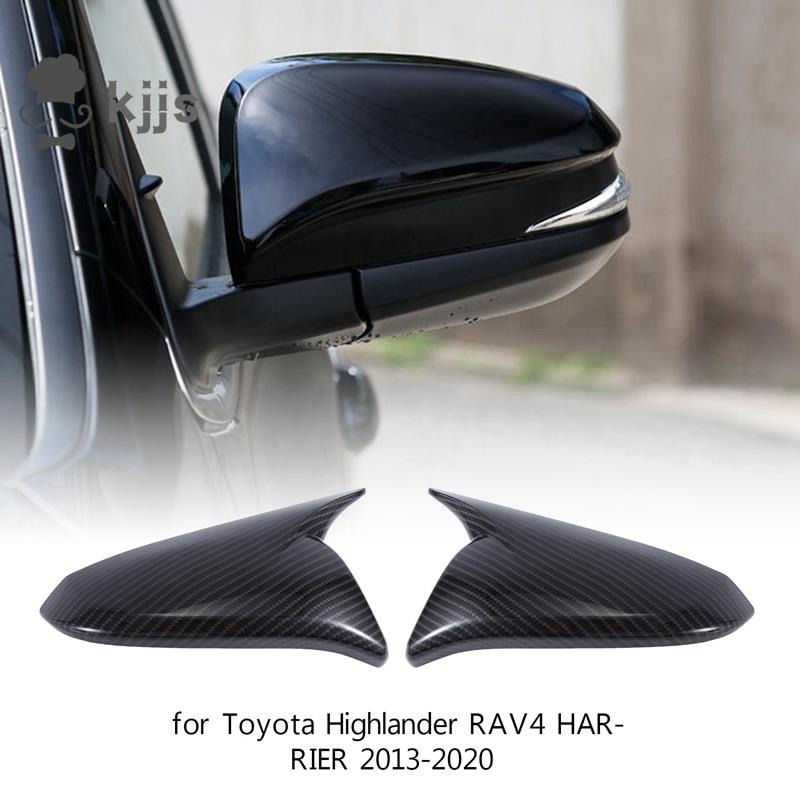 汽車後視鏡罩汽車後視鏡殼適用於豐田漢蘭達 RAV4 HARRIER 2013-2022 牛角後視鏡殼倒車蓋飾板