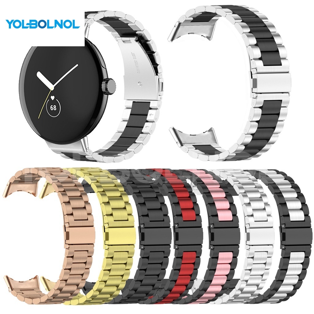 適用於 Google Pixel Watch 2 錶帶Pixel Watch不鏽鋼錶帶 谷歌手錶無間隙不銹鋼金屬腕帶錶帶