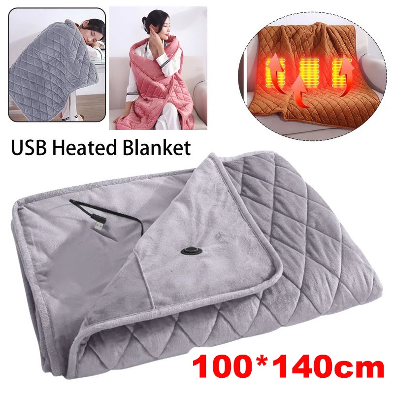 100*140cm 5v電熱毯加厚USB加熱披肩電熱墊家用沙發保暖毯冬季辦公室披肩保暖毯墊
