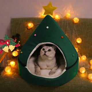 貓帳篷洞穴床聖誕樹貓屋床舒適三角貓床寵物帳篷屋