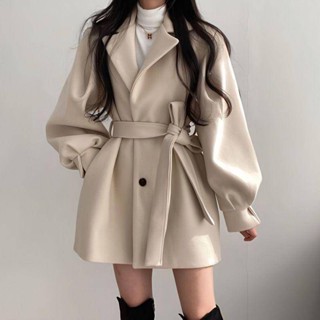 【買送快充線】韓版Chic2023秋冬新款復古妮子大風衣收腰寬鬆小個子毛呢外套女裝