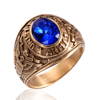 鈦鋼寶石戒指歐美時尚復古鈦鋼戒指個性鈦鋼鑄造軍用戒指