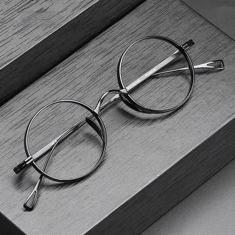 復古純鈦近視眼鏡框 男圓框設計光學眼鏡架 女超輕眼鏡框架