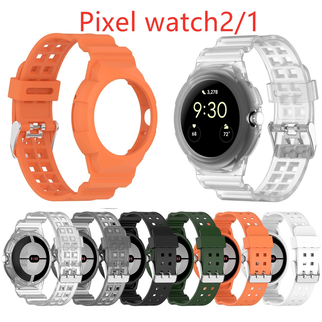 Pixel Watch2 手鍊配件的一體式保護框 + 錶帶 GOOGLE Pixel Watch 1 矽膠錶帶