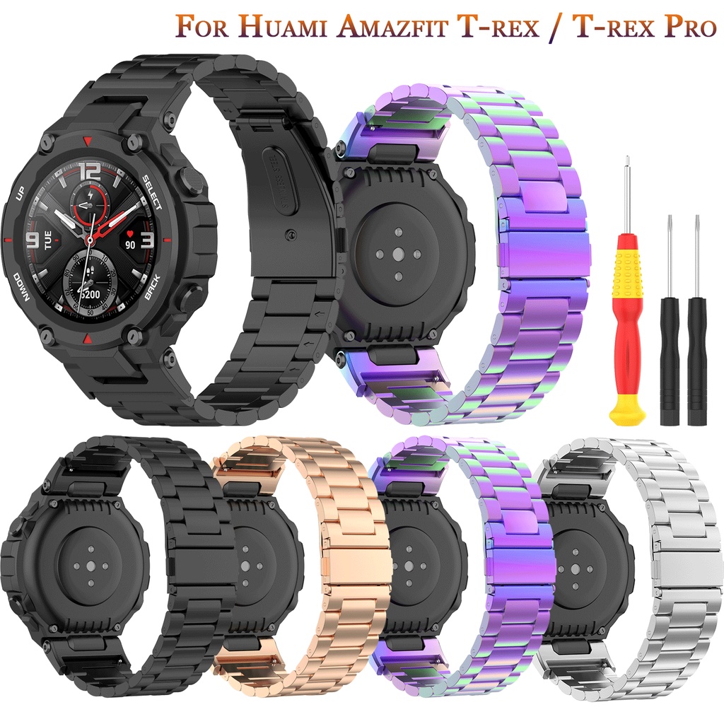 XIAOMI 2023 年豪華金屬不銹鋼錶帶適用於小米華米 Amazfit T-rex 錶帶手鍊適用於華米 Amazfi