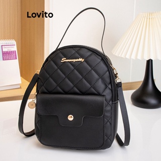 Lovito 女士經典素色基本款背包 LFA05031 (黑色)
