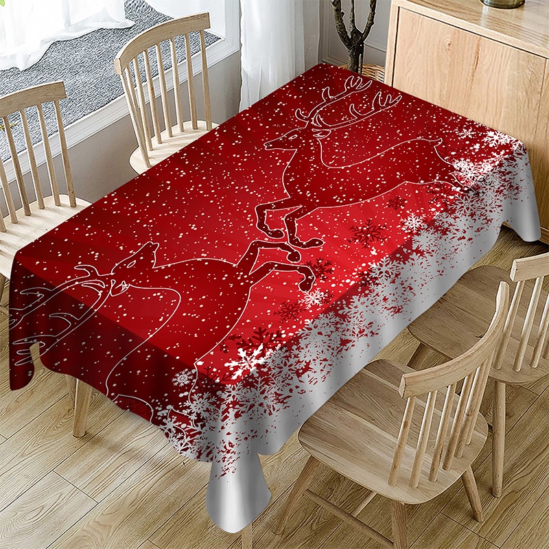 店鋪特價新款桌布 耶誕滌綸家用桌布 3D數位印花防水桌布 耶誕桌布檯布