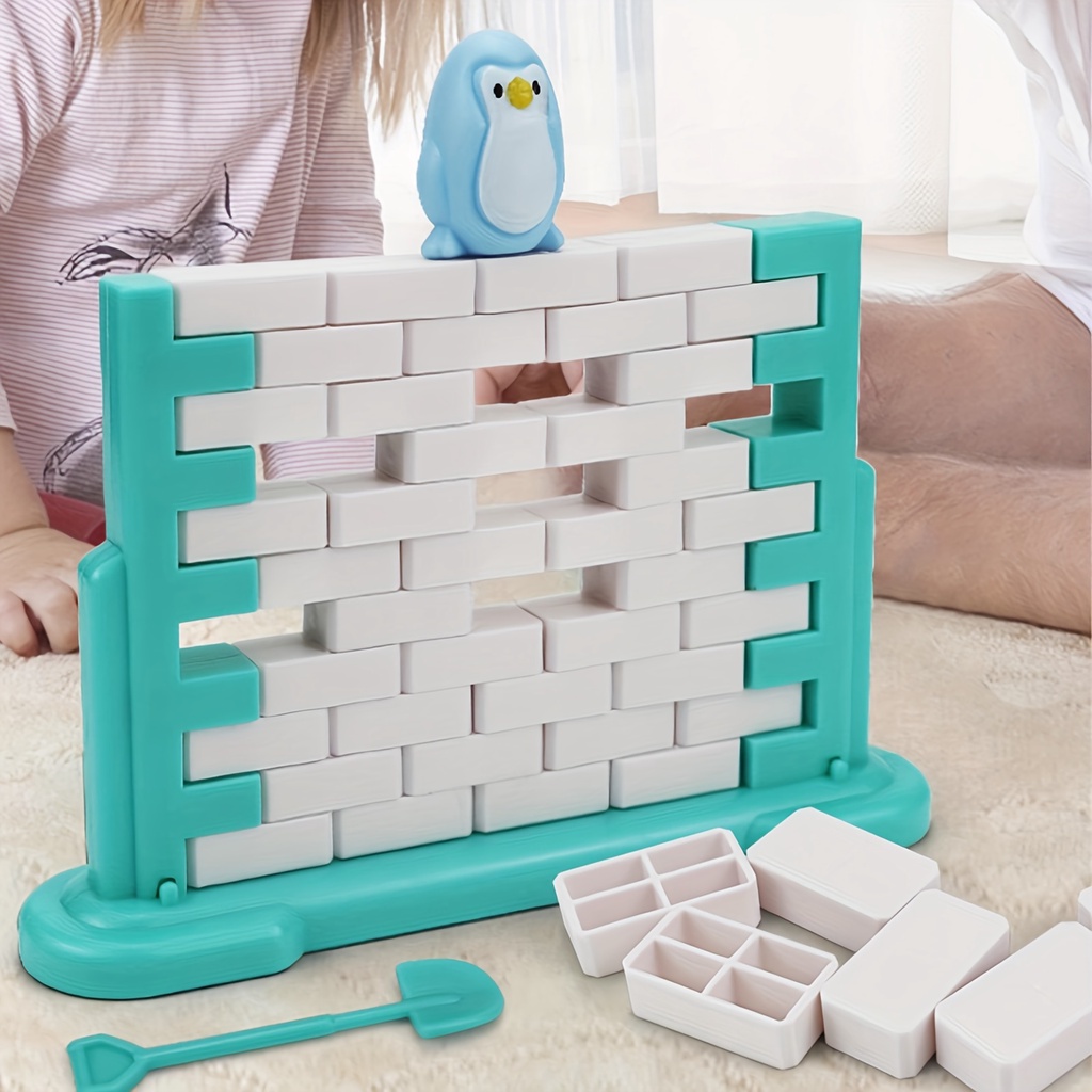 拯救企鵝推磚牆玩具,趣味敲冰磚桌面遊戲親子互動玩具,兒童創意禮物