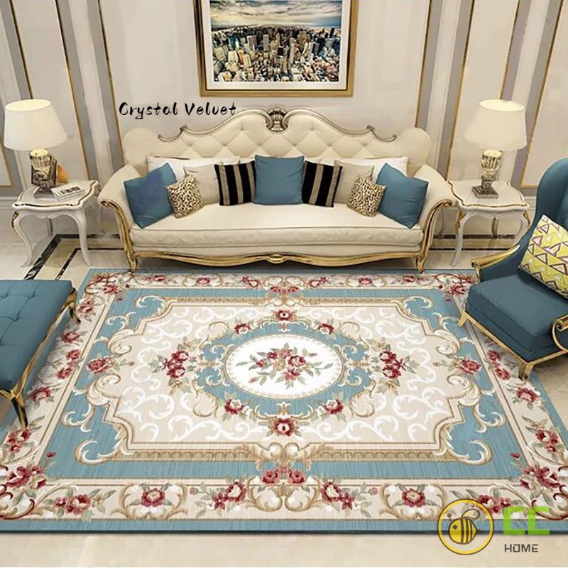 CC❤Home 典雅中式水晶絨地毯大尺寸滿鋪客廳茶几墊臥室床邊毯簡約家用防滑地墊