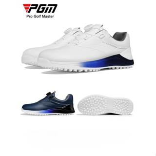 PGM 高爾夫球鞋男士防滑釘鞋旋鈕鞋帶運動鞋高爾夫球鞋防水超細纖維鞋