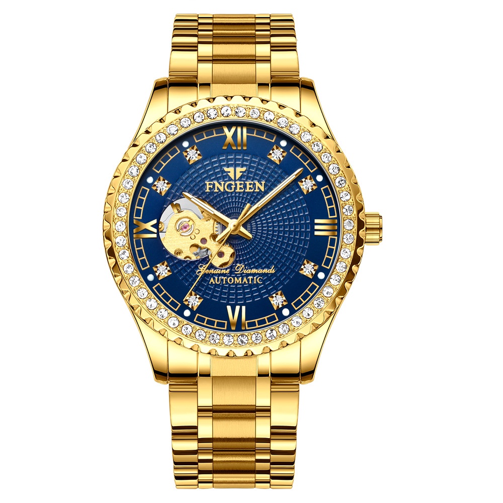 男士手錶腕錶禮物時尚男機械錶全自動防水鑲鑽男款金錶鏤空男表