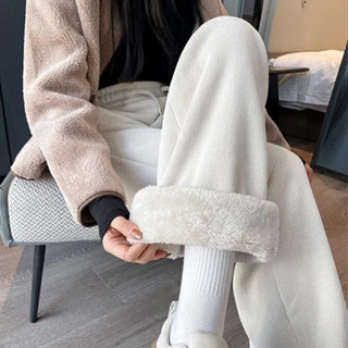 💛羊羔絨加厚加絨闊腿褲女秋冬高腰垂感條絨寬鬆顯瘦燈芯絨休閒褲子📣💛