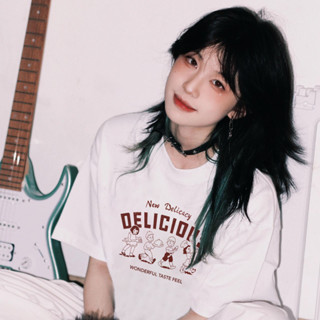 【Wen's Shop🍀臺灣】短袖T恤寬鬆純棉印花上衣 美式復古潮流純棉T恤 純棉休閒女生上衣 圓領短袖上衣 197