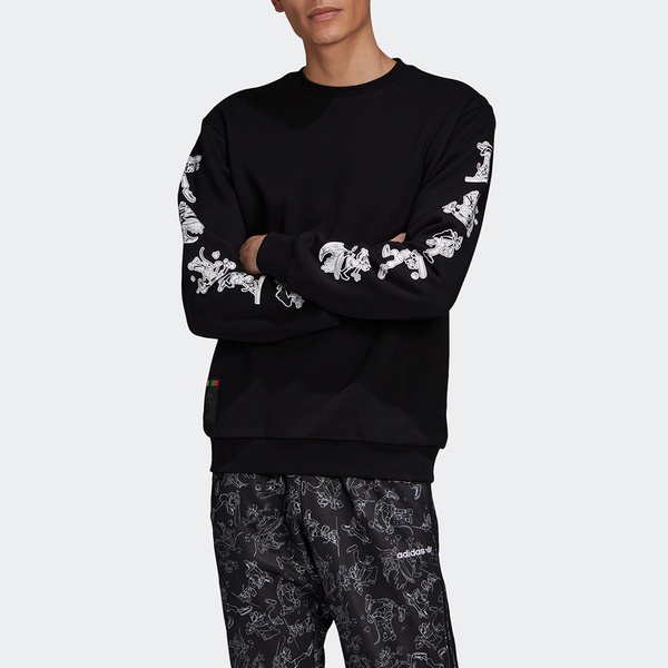 Adidas Originals Goofy Crew 男 長袖 上衣 休閒 迪士尼 高飛 愛迪達 黑 [GD6025]