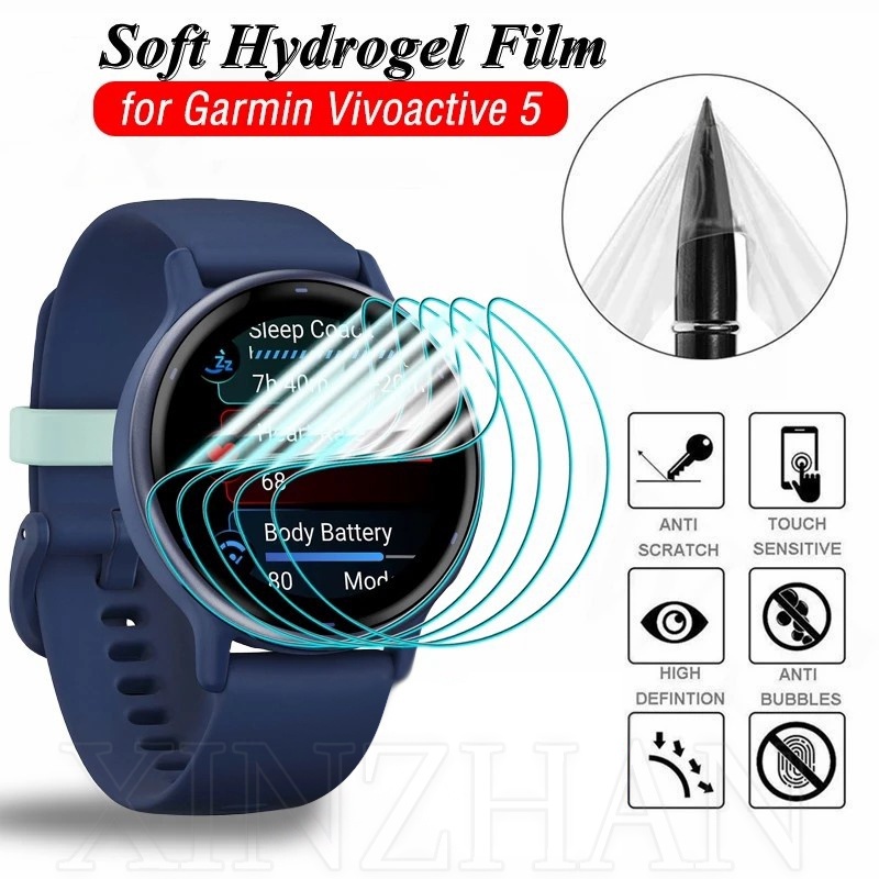 適用於 Garmin Vivoactive 5 / 非玻璃智能手錶配件的柔軟曲面透明屏幕保護膜 / 防刮 9D 全覆蓋水