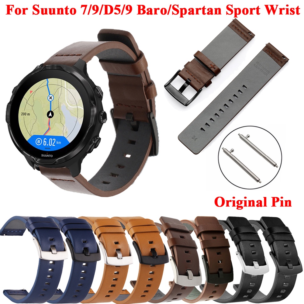 24 毫米運動皮革錶帶適用於 Suunto 9 7 D5/Suunto Spartan Sport/Wrist HR/B