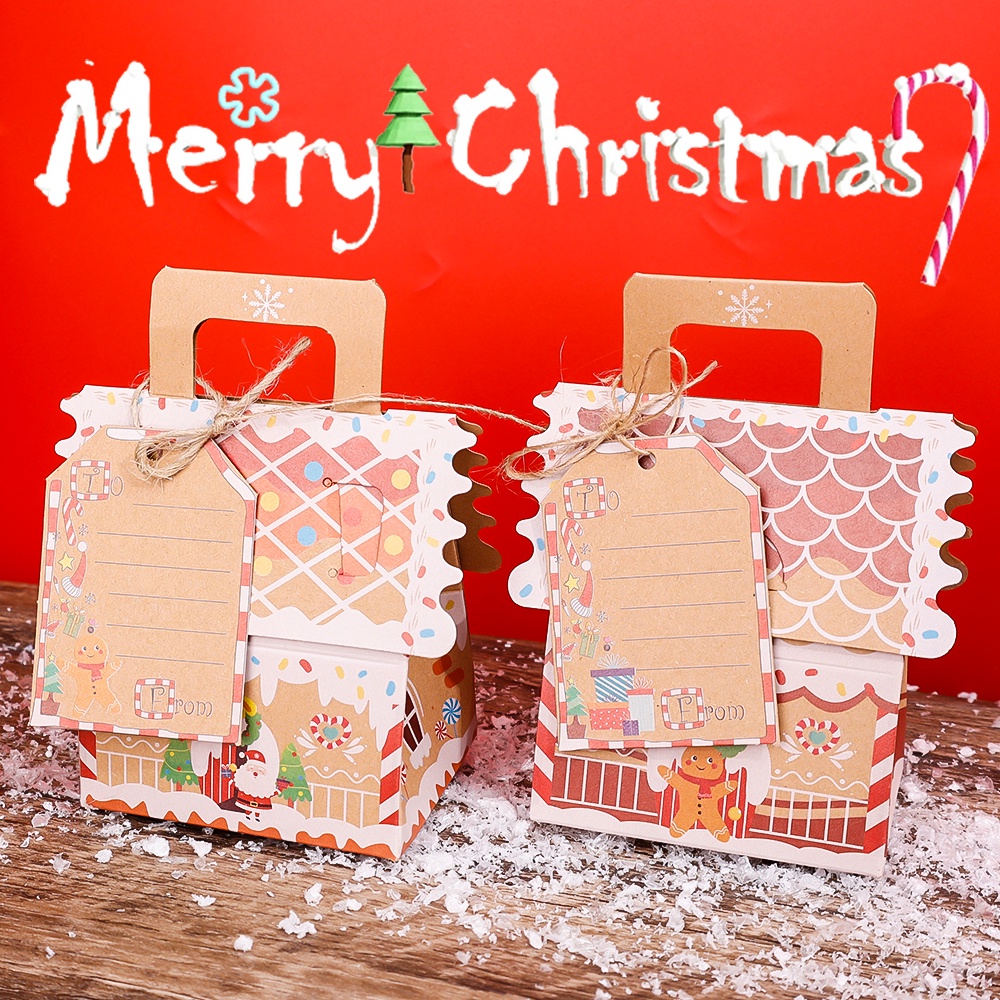 糖果餅乾聖誕裝飾/聖誕派對糖果裝飾/聖誕屋形狀薑餅餅乾糖果袋/迷你牛皮紙禮盒