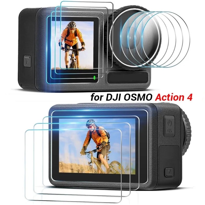 3 合 1 鋼化玻璃保護膜適用於 DJI Osmo Action 4 透明超薄相機鏡頭屏幕膜防刮花