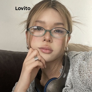 Lovito 女士休閒拼布基本款眼鏡 LFA06050 (棕色/綠色)