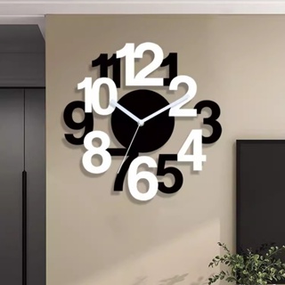 現貨 創意立體數字掛鐘 客廳裝飾鐘錶簡約時尚時鐘 打孔靜音北歐牆貼30CM