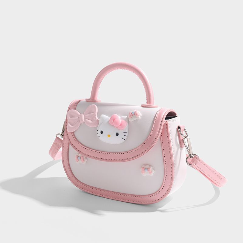 女款手提包女生生日禮物可愛KT粉色馬鞍包包女時尚洋氣新款單肩斜挎手提小包