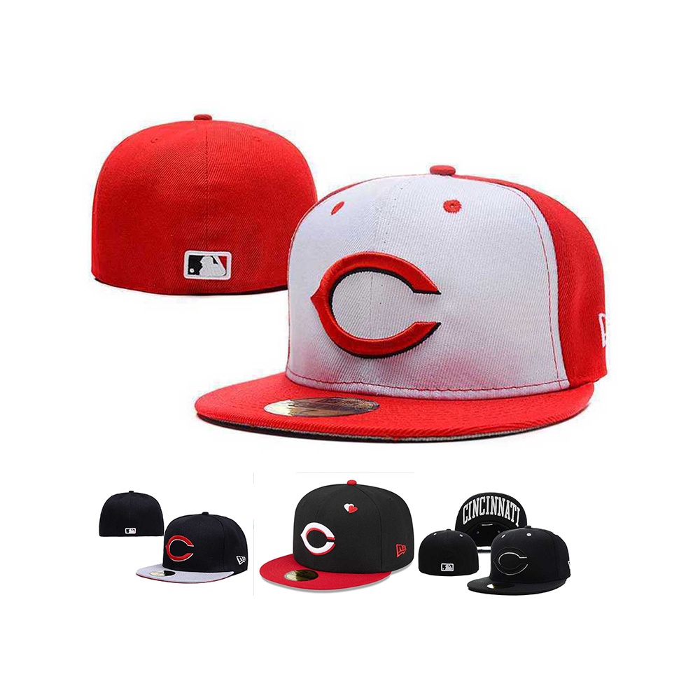 MLB 尺寸帽 辛辛那提紅人 Cincinnati Reds 刺繡棒球帽 男女通用 平沿不可調 全封嘻哈帽 運動時尚帽