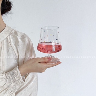 ♛ins風高腳杯♛現貨 多巴胺酒杯彩色波點 紅酒杯 浪漫創意藝術感杯子禮物伴手禮玻璃杯