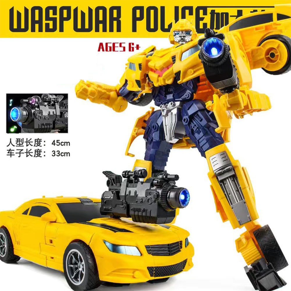 TRANSFORMERS 45 厘米變形金剛擎天柱玩具人偶機器人可變形大黃蜂可動人偶機器人機器人兒童禮物