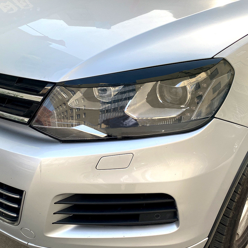 適用福斯VW 途銳Touareg Touareg 2010-2018前大燈燈眉車貼外飾改裝