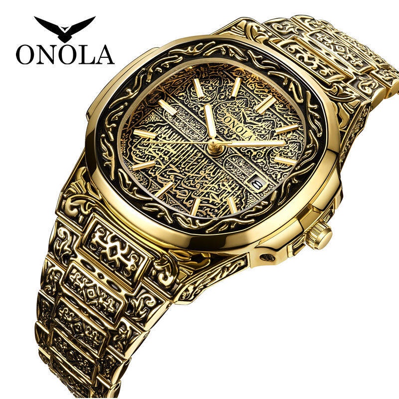 Onola ON3808時尚男士手錶防水運動鋼錶帶男士手錶復古創意手錶