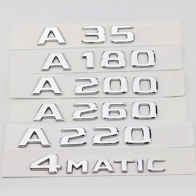 3d ABS 鍍鉻汽車字母後備箱標誌徽章適用於梅賽德斯 A35 AMG A45 A220 A260 A180 A200
