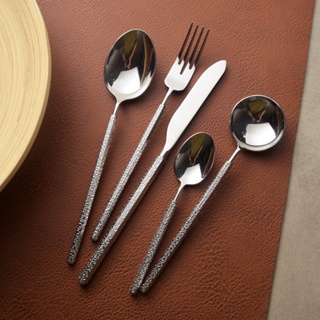 304不鏽鋼 六角氣泡手柄系列 西餐餐具 銀色 鏡面 餐叉 餐勺 湯勺 茶勺 咖啡勺