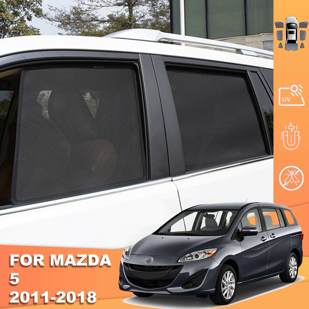 MAZDA 適用於馬自達 5 CW 2011-2018 Mazda5 磁性汽車遮陽罩前擋風玻璃網框窗簾嬰兒後側窗遮陽板