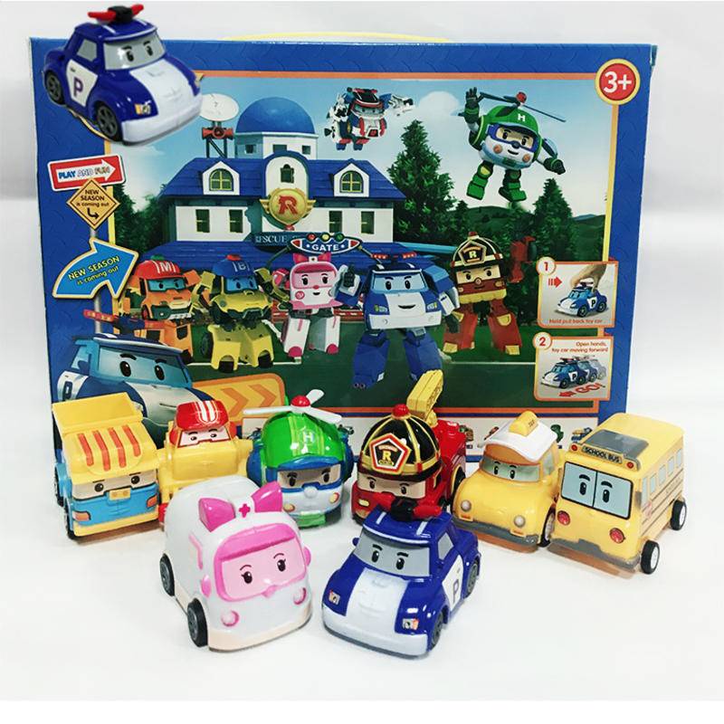 【依琪買吧】現貨 24hr出貨 韓國Q版機器人波利警車 安寶 迴力車玩具8只裝 波力