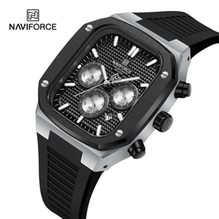 Naviforce 8037 新款男士手錶運動軍頂級品牌豪華軍用計時碼表矽膠錶帶石英腕錶